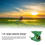 semoir manuel jardinage vert jaune plastique lisse réglable poignée formeoutil agricole