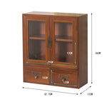 armoire deux portes vitrées tiroirs rangement bois classique horloge tasses miniature