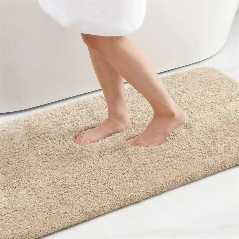 tapis bain doux moelleux moderne antidérapant absorbant salle bain maison gris beige