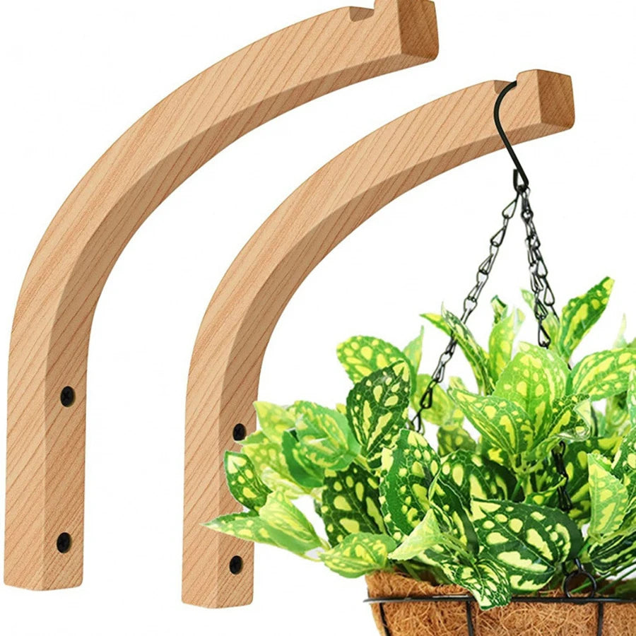 supports murals bois naturel clair plantes suspendues modernes vis fixations balcon maison