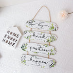 décoration murale bois rustique motifs végétaux feuilles branches inspirant motivant panneau suspendu corde sweet