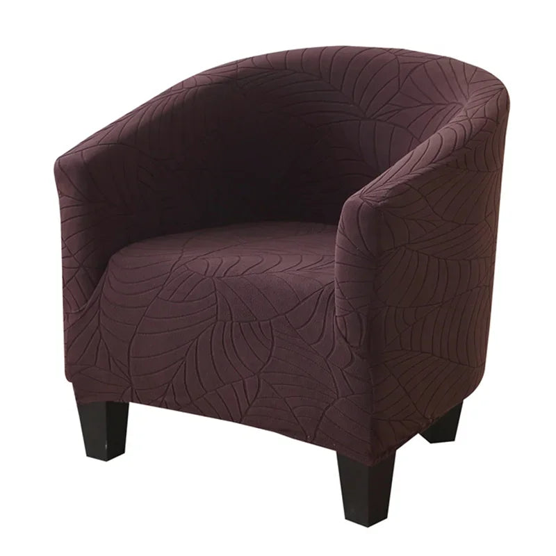 housse fauteuil moderne feuilles stylisées beige gris bleu clair polyestère lavable machine Jacquard fixations