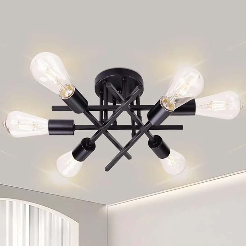 plafonnier industriel moderne suspension transparente noir doré salon chambre