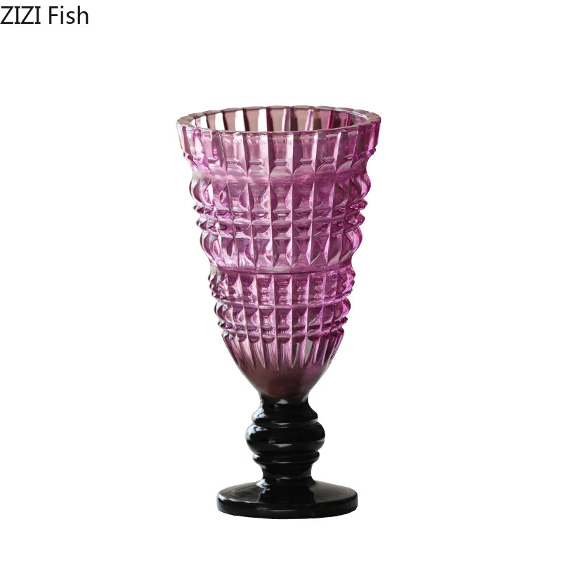vase verre rose vert violet transparent gravé strié classique élégant décoration table floral