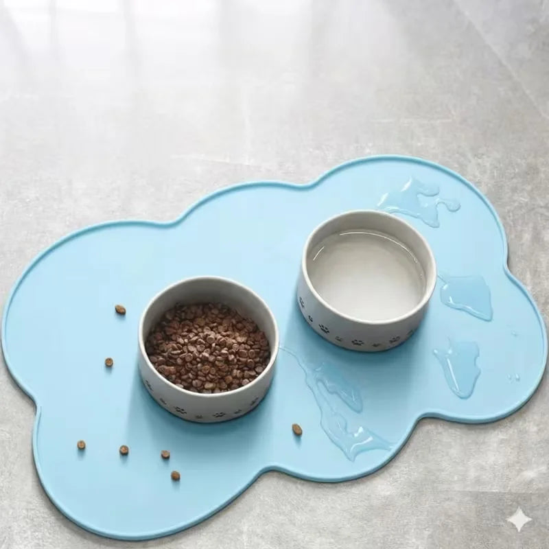 tapis nourriture animal nuage rose clair moderne assiette jaune