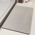 tapis bain rapide absorbant antidérapant moderne gris lettres imprimées cuir texture simple chambre salon