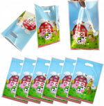 sacs main illustration animaux ferme bleu clair rouge vert blanc rose jaune dessin animé