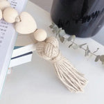 bracelet boho chic rondes coeur relief pompon coton beige clair unique naturel