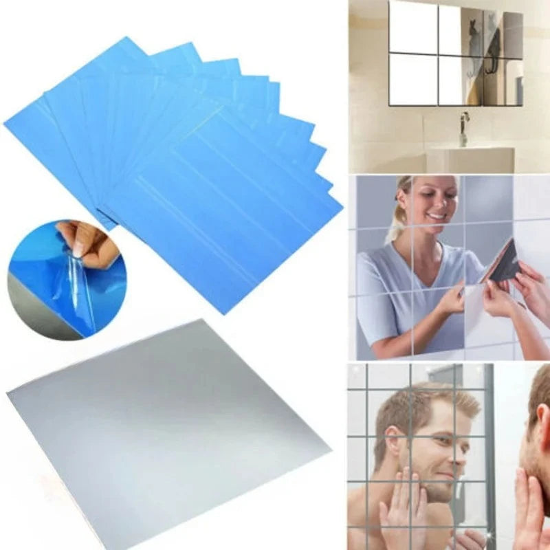 miroirs autoadhésifs modernes bleu clair 15cm 15cm pièces décoration mur adhésiveOpaqueUniTexture