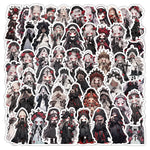 stickers autocollants gothiques dessin animé noir rouge blanc ornements croix art gothique anime personnages