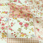tissu coton imprimé fleurs carreaux blanc rose vert bleu jaune vintage 235cm popeline sergé