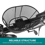 panier vélo noir métal grillage simili cuir siège rembourré barre support fixations boulonsoutilscyclismeutilitaire