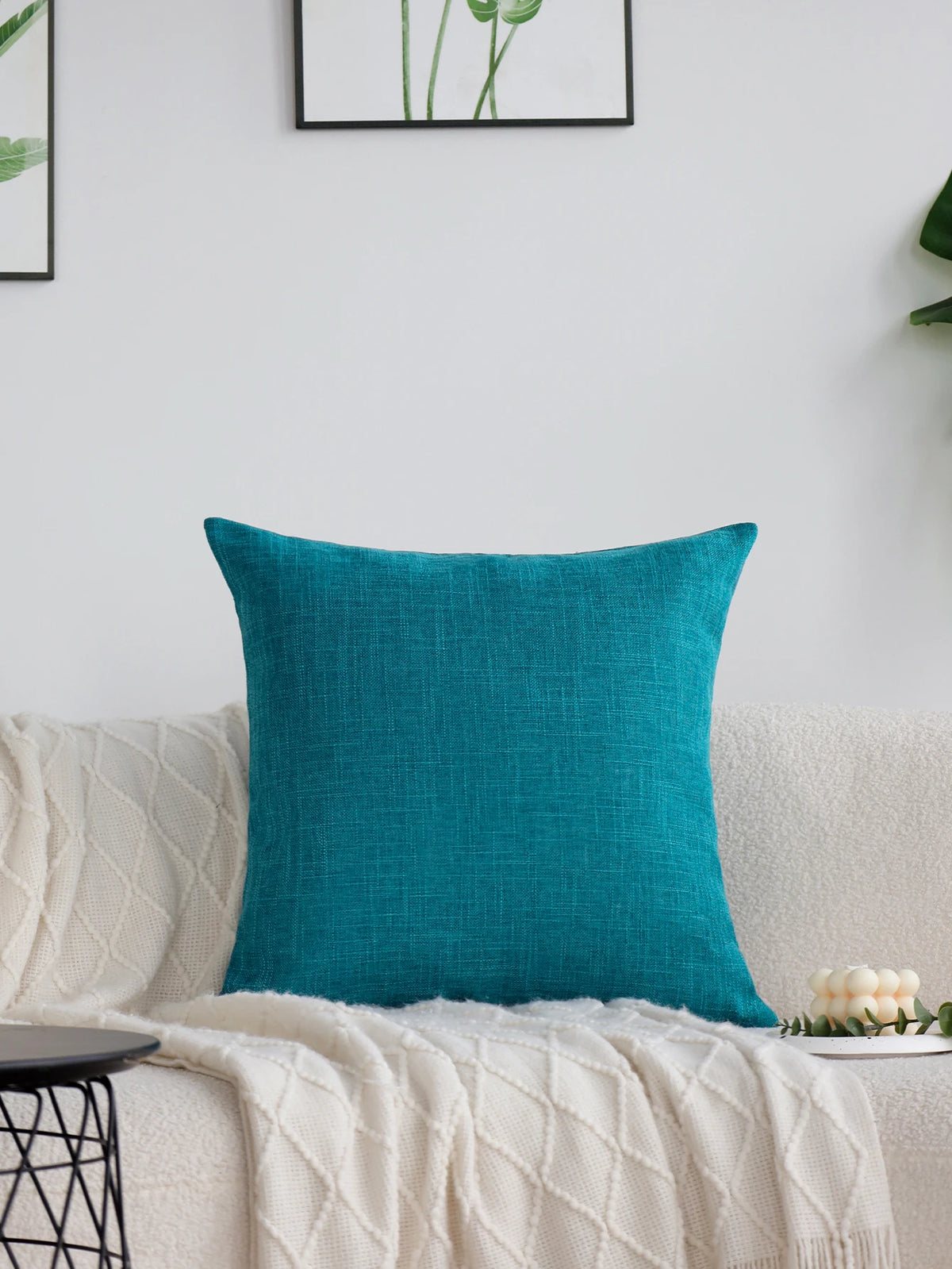 housses coussin lin nordique bleu turquoise moderne 45x45cm 30x50cm 50x50cm respectueuses environnement decoration maison