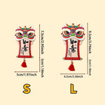 décoration murale lion chinois rouge blanc artisanal pompon rouge texte chinois ornement maison chinois