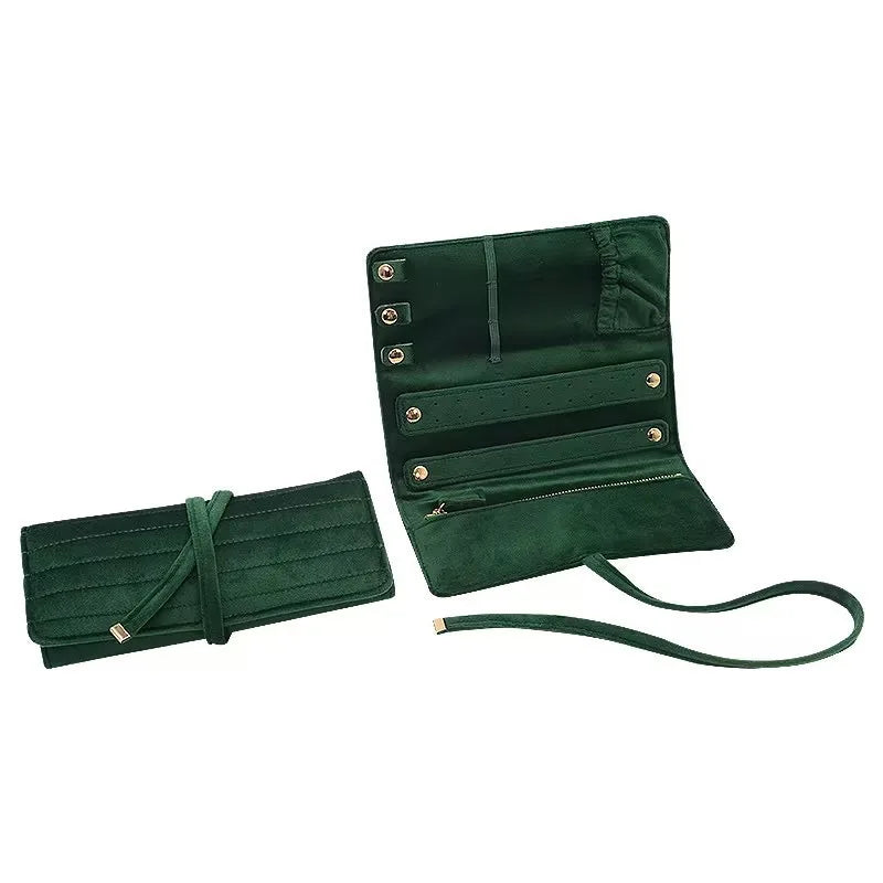 porte bijoux velours rose vert moderne élégants boutons dorés boucles oreilles bracelets colliers anneaux