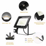projecteur led extérieur noir moderne ip66 220v 10w 20w 30w 50w 100w bras rotatif