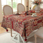serviette table patchwork géométrique rouge réutilisable boho chic extérieur fête