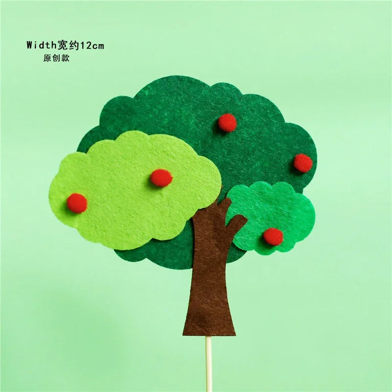 décoration gâteau anniversaire enfant porc mouton maison arbre champignon nuages train vert rouge