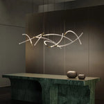 Suspension lumineuse moderne verre blanc doré branches transparentes 1070mm 1000mm