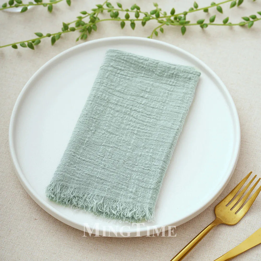lot 10 serviettes table coton jaune texture rugueuse moderne maison
