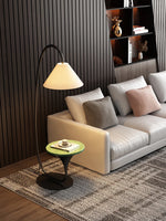 lampe sol moderne bois fer noir beige conique opaques led vde