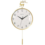 horloge murale moderne or blanc scintillante cerf fleurs déco salon