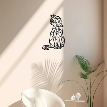 décoration murale contemporaine forme chat géométrique noire minimaliste métal irregulière chambre salon