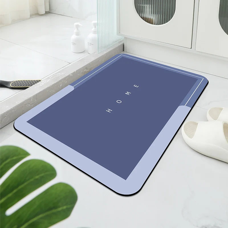 tapis sol moderne géométrique gris blanc antidérapant respectueux environnement salle bain