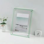 cadre photo mural moderne transparent jaune orange gris vert bleu rose suspension vis fixe