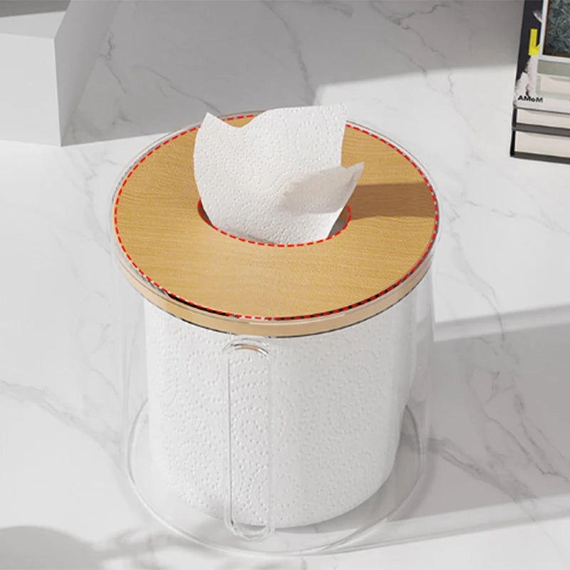 boîte mouchoirs moderne plastique transparent texture bois papier toilette élégant rangement salon