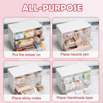 boîtes rangement tiroirs transparentes violet rose blanc organisation pratique moderne