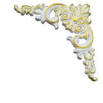 décoration murale coin blanc doré motifs floraux relief classique ornemental PVC stickers