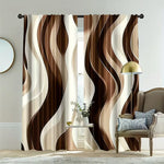 rideau marron moderne rayures ondulées 100 polyester pièces