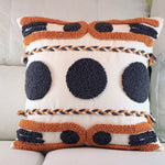 taies d'oreiller géométriques brodées modernes coton polyester blanc orange gris respectueux environnement opaques maison