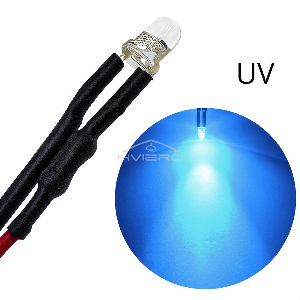 ampoules led pré câblées 5pcs ronde 3mm 20cm blanc rouge bleu vert jaune orange