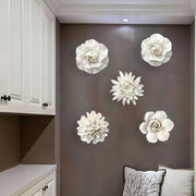 décoration murale fleur céramique relief blanc cassé contemporaine salon chambre jardin