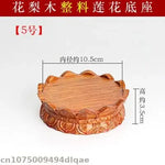 support bois sculpté bouddha fleurs artisanal marron clair étagère décoration maison trépied