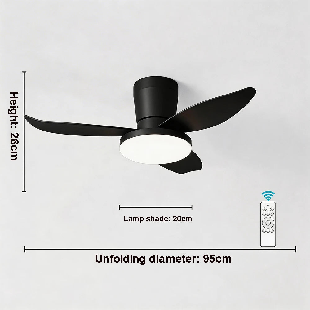 ventilateur moderne noir bois foncé simple silencieux led controle mural traditionnel garantie
