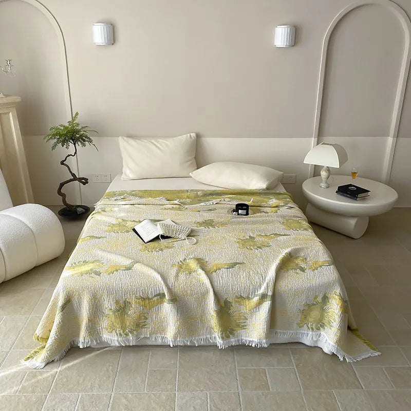couverture coton imprimée fleurs motif floral moderne literie bébé adultesversible douce