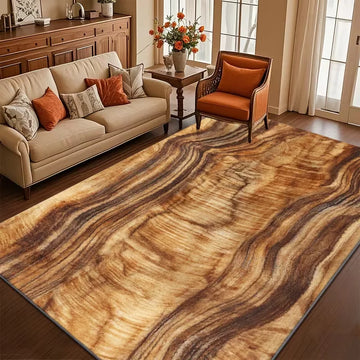 tapis marron beige doré ornements baroques géométrique moderne salon chambre cuisine salle bains