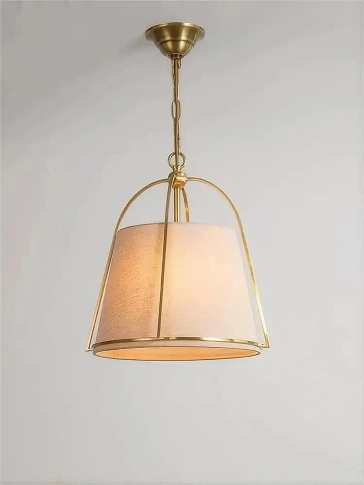 suspension lumineuse or tissu texturé classique chambre salon élégante opaque métal lisse