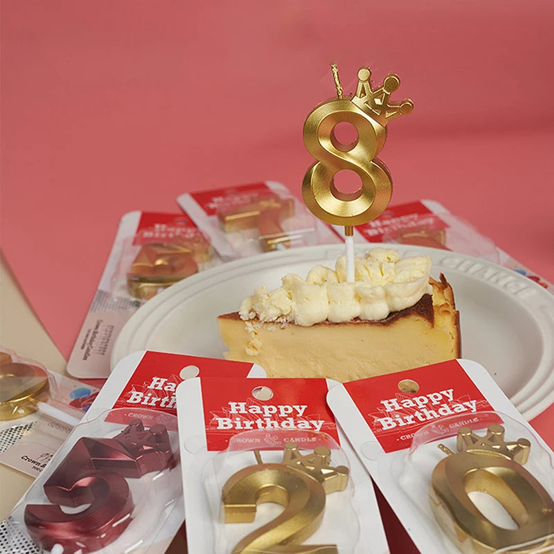 bougies chiffres or festives moderne couronne pique anniversaire mariage numérotation
