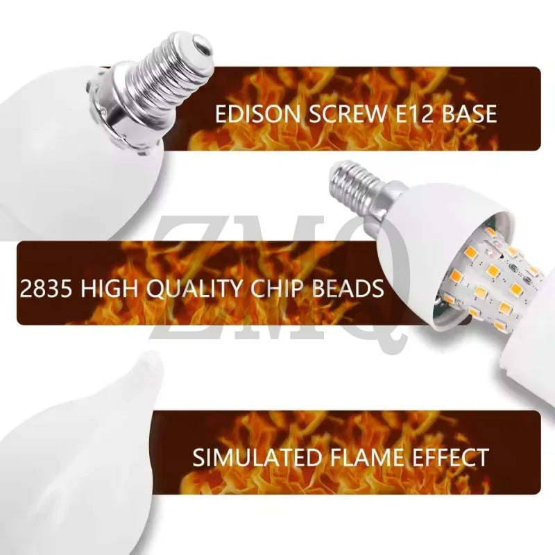 ampoule led effet flamme blanc orange moderne 2835 led base e12