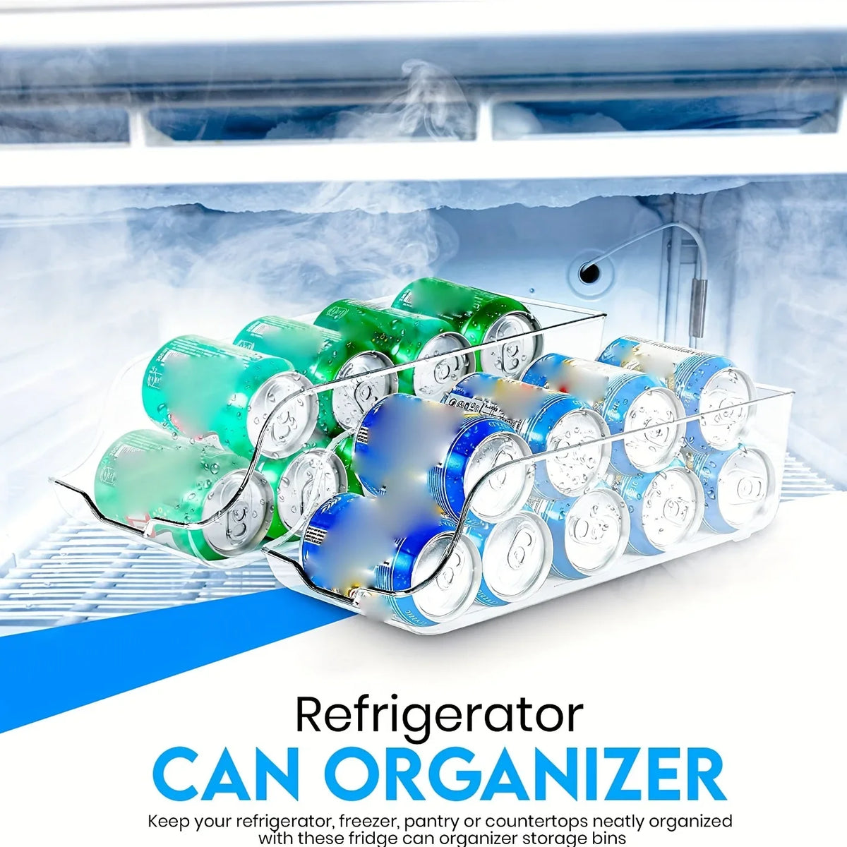 organisateur canettes réfrigérateur transparent clips rangement moderne plastique utilisation multiple