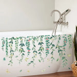 sticker mural adhésif feuilles fleurs botanique aquarelle decoration maison 64cm 104cm pieces