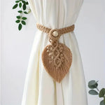 rideaux macramé boho franges beige vert gris jauneclair