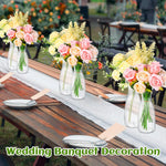 vases transparents striés fleurs artificielles bouquet décoration table moderne maison mariage
