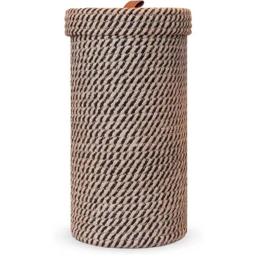 panier rangement corbeille linge noir blanc rayures diagonales moderne respectueux environnement poignée cuir