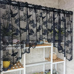 rideau noir blanc rose violet papillons fleurs transparent broderie oeilletsextérieur