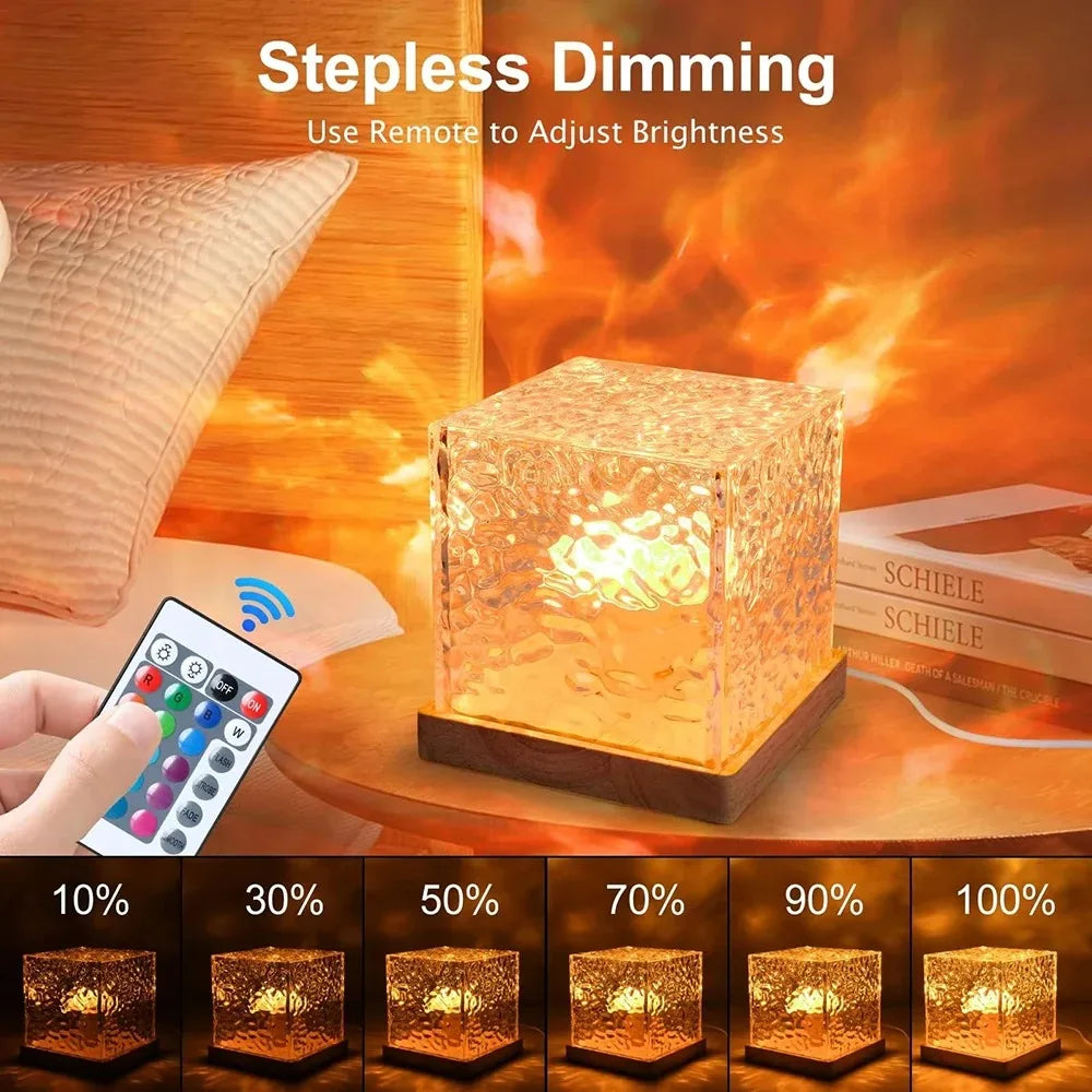 lampe décorative led télécommande couleurs variées motif texturé transparent ambiance maison